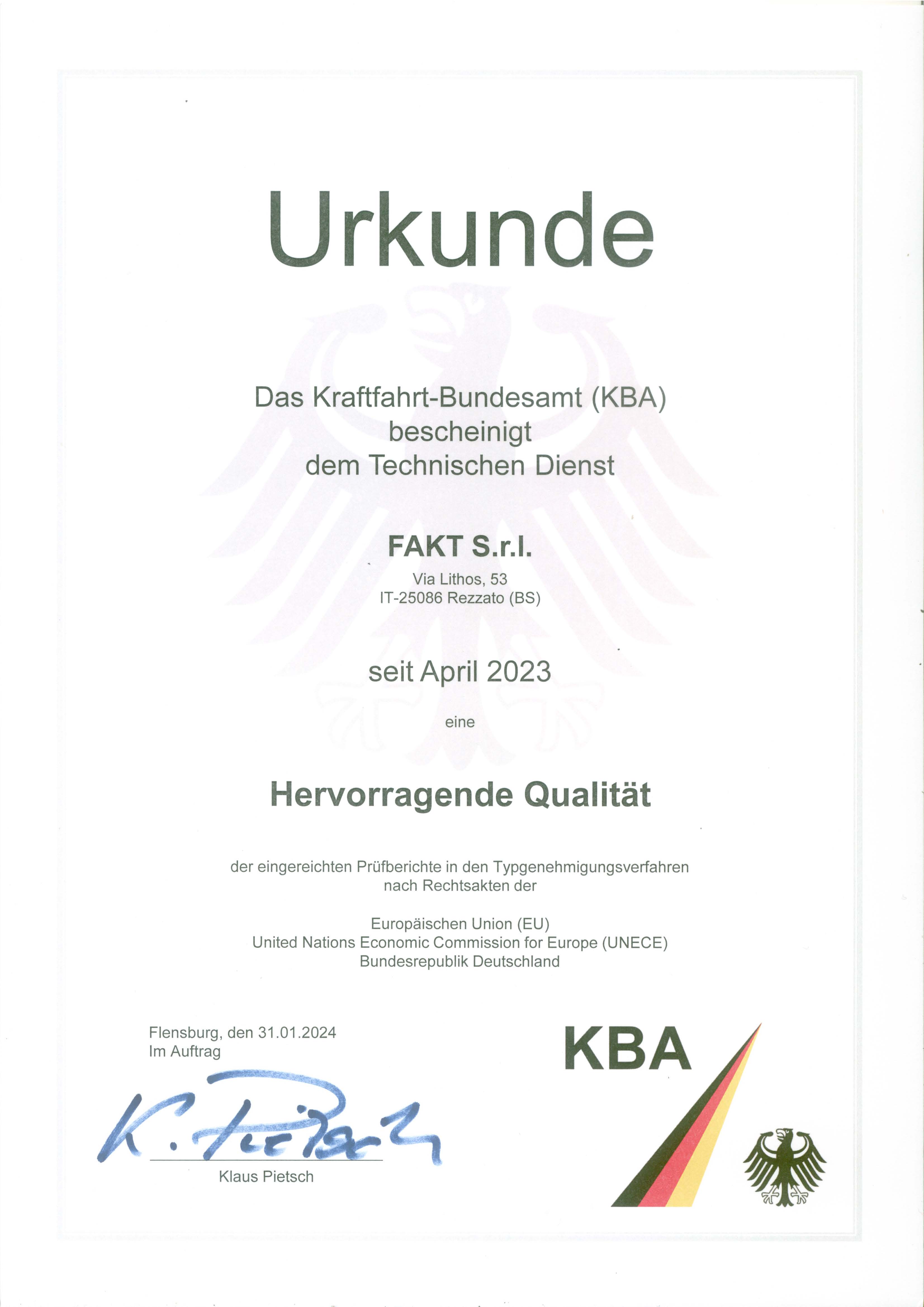 KBA Qualittsauszeichnung 2023/2024